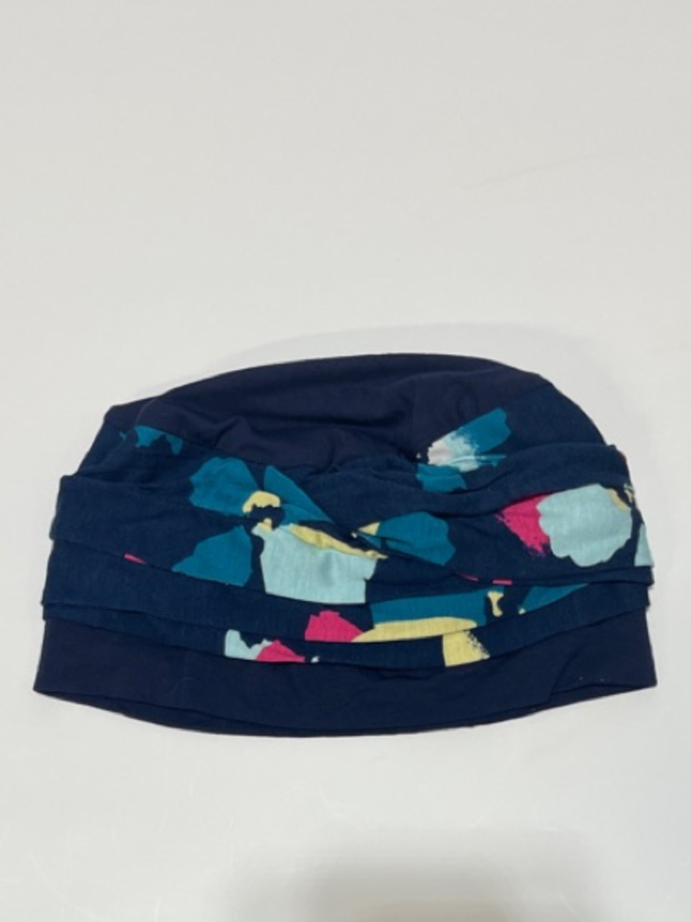 5/$25 Navy Floral Bamboo Ruched Women's Hat